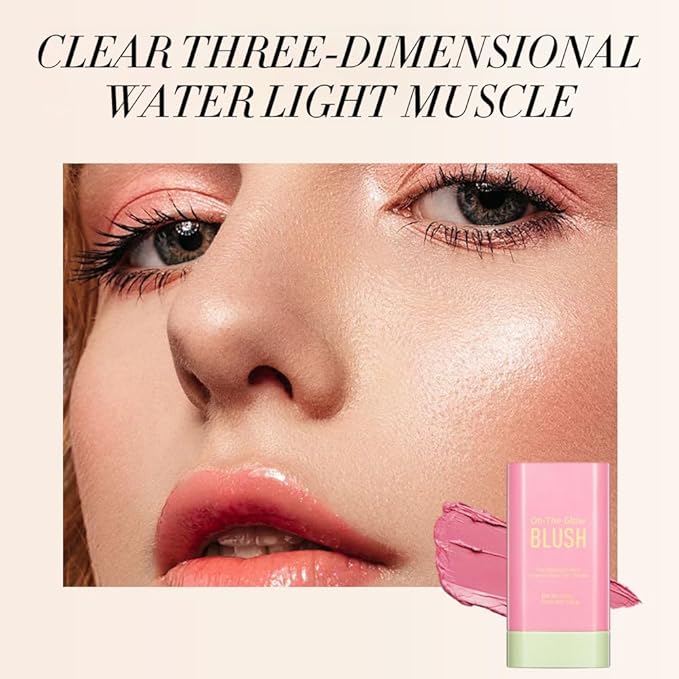 3-in-1 Cream Blush Stick for Cheeks Lips Eyes, Waterproof Natural Finish Tinted Makeup Stick, Hydrating Multi-Use Blush Balm-FemmiqueWomen