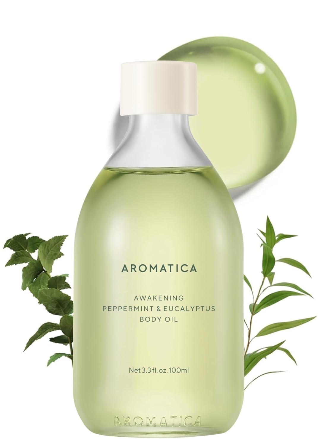 AROMATICA Awakening Body Oil Peppermint & Eucalyptus Aromatherapy Oils, Scented Body Oil, After Shower Natural Oil for Women, Non-Greasy Body Serum, Body Moisturizer for Dry Skin 3.38 fl. oz-FemmiqueWomen