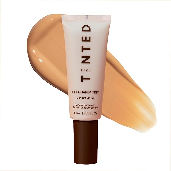 Live Tinted Hueguard Skin Tint SPF 50 - Tinted Mineral Sunscreen with Light-Medium Buildable Coverage With a Hydrating and Radiant Finish - Water and Sweat Resistant, 1.35 fl oz - Shade 08-FemmiqueWomen