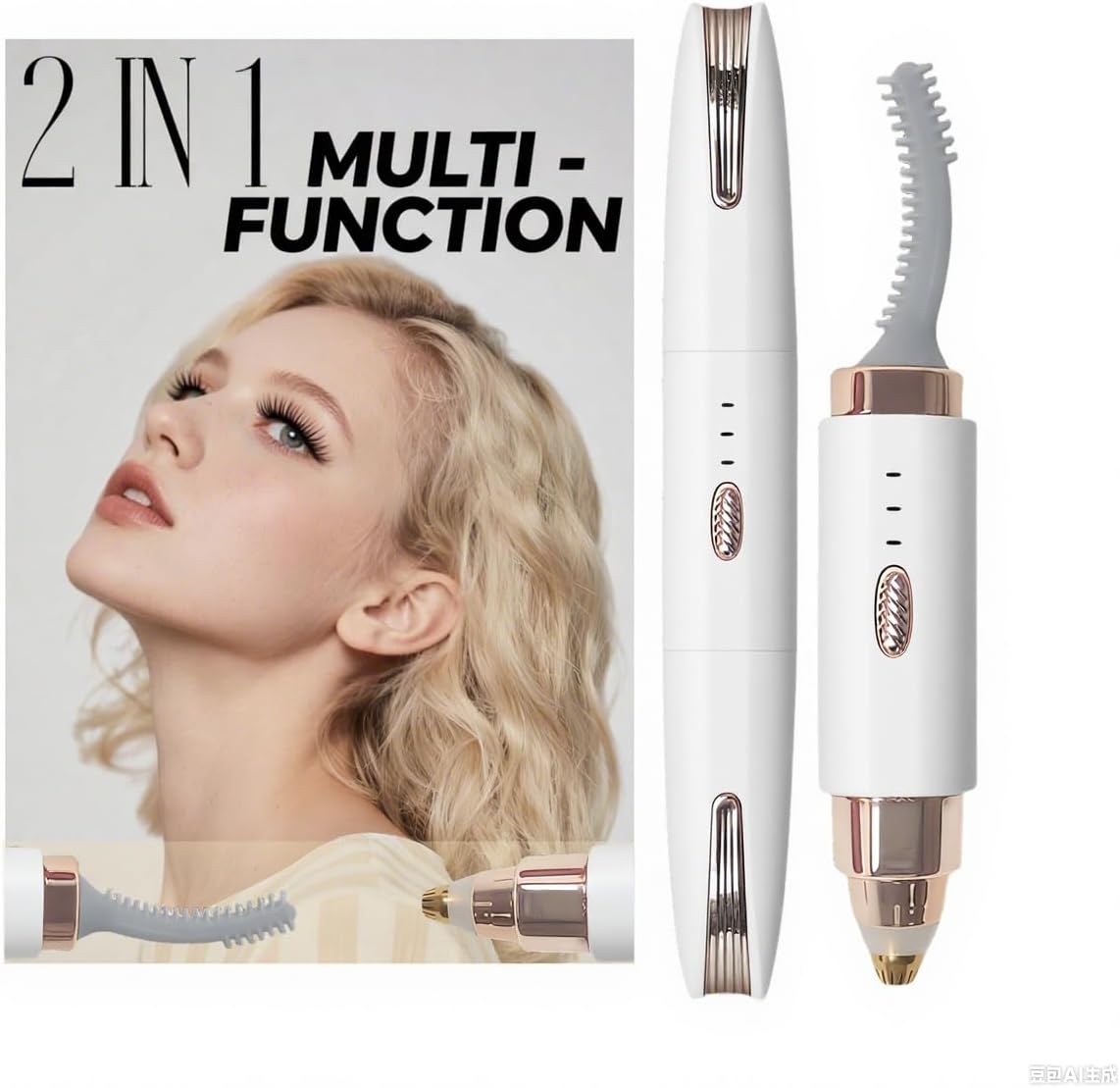 2025 Upgraded Heated Eyelash Curler - 2-in-1 USB Rechargeable Electric Eyelash Curler & Eyebrow Trimmer, Fast Heating in 6s, Anti-Burn Design, 24H Long-Lasting Effect, Perfect Gift for Women (White)-FemmiqueWomen