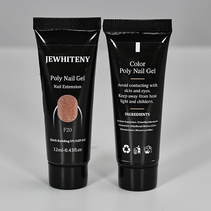 JEWHITENY 14 Colors Poly Extension Gel Nail Kit With U V Lamp Nude Pink White Brown All In One Poly Gel Starter Kit With Base Top Coat Manicure Salon Frence Nail Art DIY-FemmiqueWomen