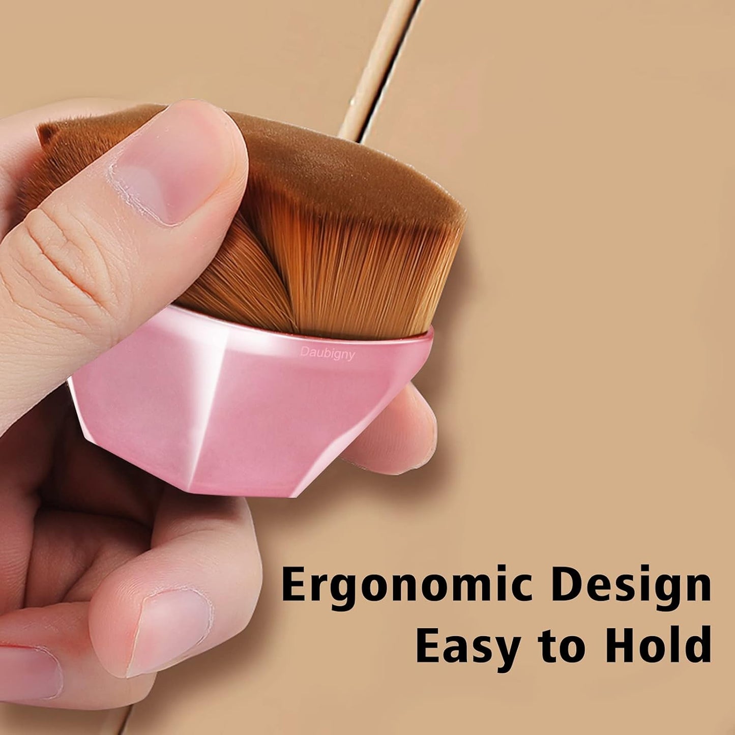 Foundation Brush, Daubigny Perfect Makeup Brush for Face Blush Liquid Powder Foundation Brush for Blending Liquid, Cream or Flawless Powder Cosmetics with Protective Case (Rose Golden)-FemmiqueWomen