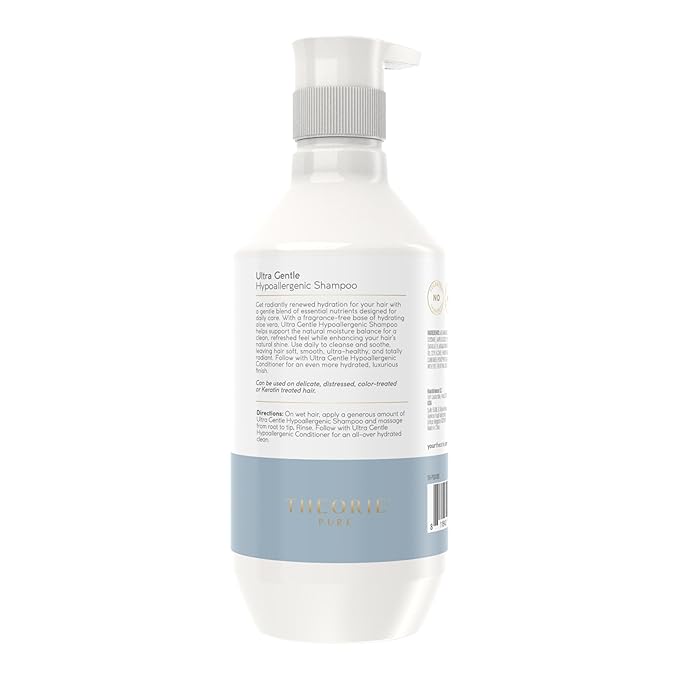 Theorie PURE Ultra Gentle Hypoallergenic Shampoo โ Plant-Based & Vegan โ Fragrance-Free โ Designed for Delicate Scalp Care โ Pump Bottle โ 400mL-FemmiqueWomen