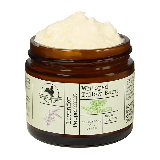 Handmade Whipped Tallow Balm (Lavender Peppermint): Organic Body Butter with Infused Olive Oil- 1.3 oz-FemmiqueWomen