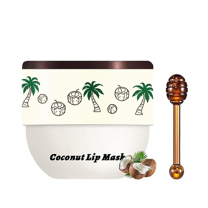 1 PCS Bee Lip Balm Lip Mask Honey Pot, Coconut Moisturizing Sleeping Lip Mask Overnight with Sticks, Lip Balm Honey Pot Lip Balm Hydrating Prevention Dry and Crack Lip Scrubs Exfoliator-FemmiqueWomen