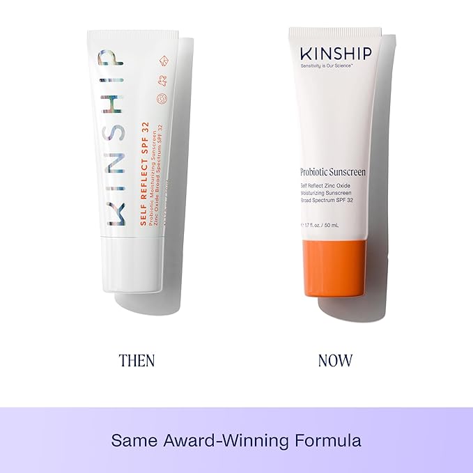Kinship Zinc Oxide Mineral Sunscreen for Face Self Reflect SPF 32 | Vegan, Reef Safe, Non Toxic Eczema Sunscreen for Sensitive Skin | Sunblock Face Moisturizer with SPF (1.75 oz)-FemmiqueWomen