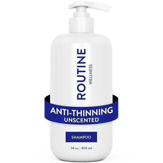 Routine Wellness Anti-Thinning Shampoo for Thinning Hair - Biotin DHT Blocker Women & Men - Color Safe Shampoo for Hair Loss & Healthy Hair - Unscented - 14oz-FemmiqueWomen