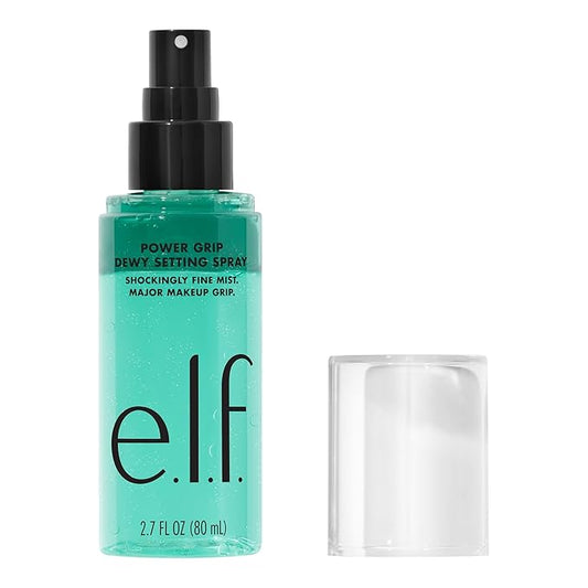e.l.f. Power Grip Dewy Setting Spray, Ultra Fine Mist Made With Hyaluronic Acid, Grips Makeup For A Hydrated, Dewy Finish, Vegan & Cruelty-Free-FemmiqueWomen