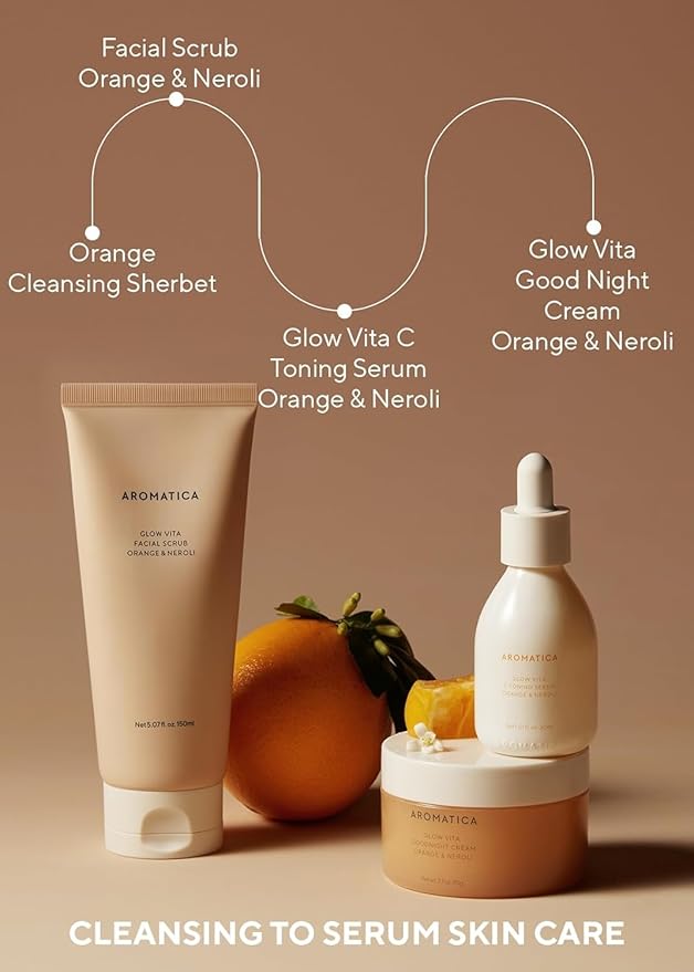 AROMATICA Glow Vita Goodnight Cream Orange & Neroli 3.1fl oz/90g - Night Cream Moisturizer For Face & Neck | Anti Aging Wrinkle Cream with Vitamin C, 5% Niacinamide-FemmiqueWomen