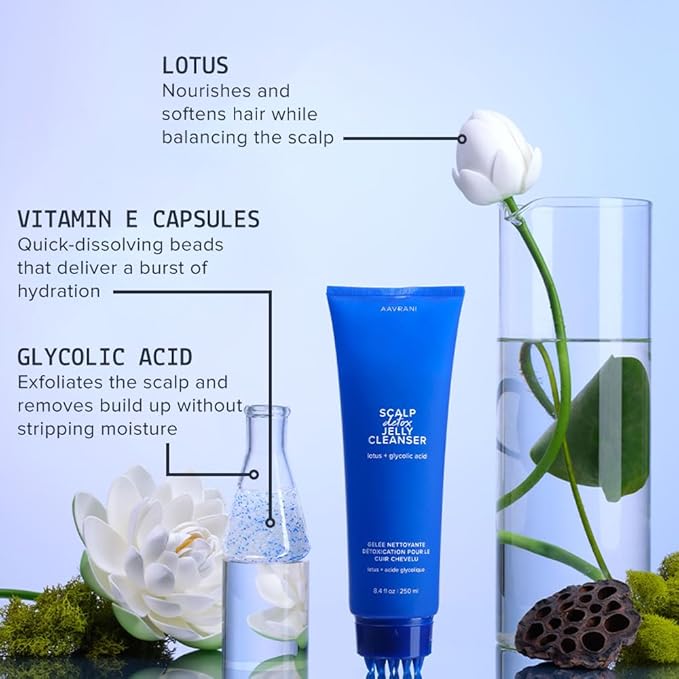 AAVRANI Scalp Detox Jelly Cleanser - Sulfate-Free Clarifying Shampoo - with Glycolic Acid & Vitamin E to Remove Build Up and Excess Oil - Color-Safe - Vegan - 8.4 Fl Oz-FemmiqueWomen