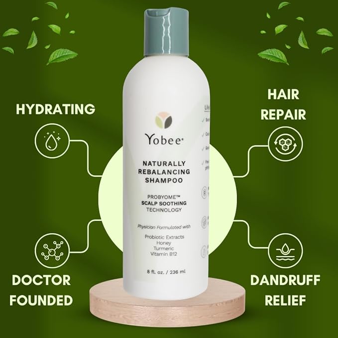 Yobee Rebalancing Shampoo – Sulfate-Free Dry, Flaky & Itchy Scalp Care | Probiotic Shampoo with Organic Honey, Turmeric, Vitamin B12 & Oat | Dandruff, Eczema & Psoriasis Relief | Doctor Founded-FemmiqueWomen