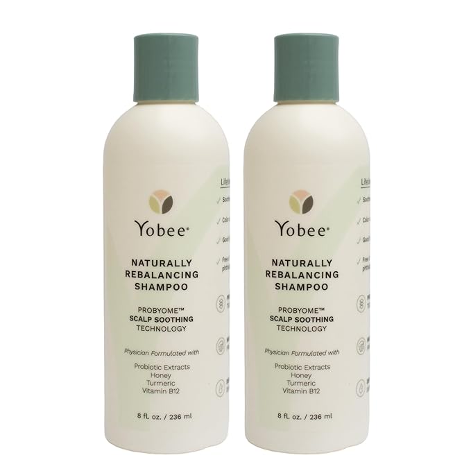 Yobee Naturally Rebalancing Shampoo | Dry, Flaky & Itchy Scalp Care with Para Probiotics, Organic Honey & Turmeric, Vitamin B12 & Oat Extracts | Dandruff & Psoriasis Relief (2 Bottles)-FemmiqueWomen