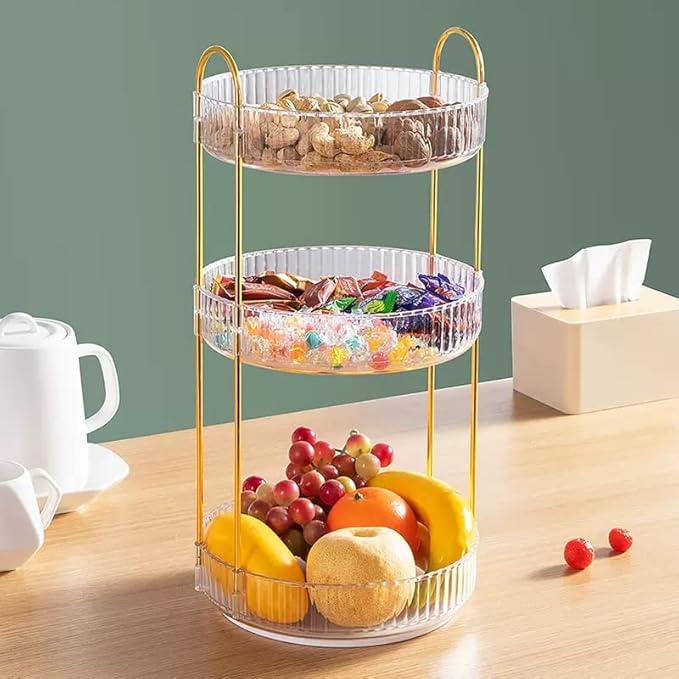 Vanity Organizer - 360 Rotating Countertop, High-Capacity Skincare & Cosmetics Organizer (3 Tiers, Clear)-FemmiqueWomen