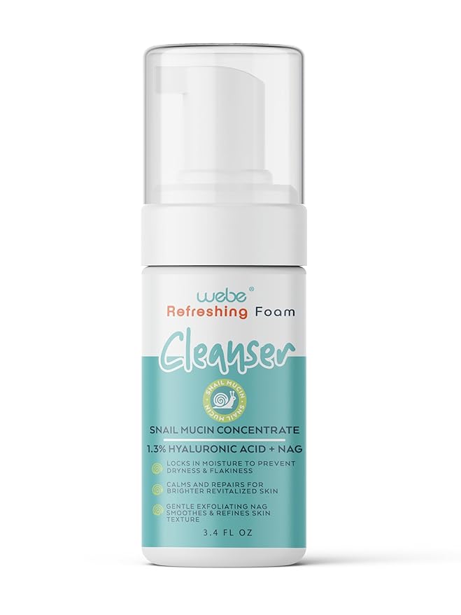 WEBE Refreshing Gentle Foam Cleanser | Snail Mucin, Hyaluronic Acid, N-Acetyl Glucosamine | Hydrating & Soothing Formula for Radiant, Moisturized Skin | Natural Skincare for all Skin Types-FemmiqueWomen