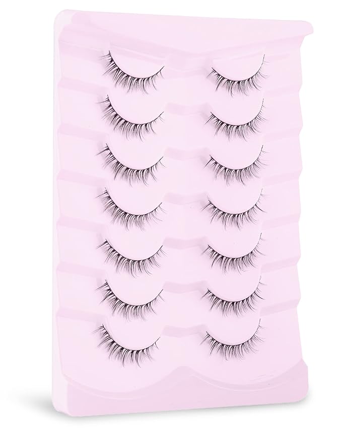 Onlyall Natural Lashes Short Eyelashes Wispy Lashes Natural Look Soft False Eyelashes False Eye Lashes Faux Mink Eyelashes 7 Pairs D2-FemmiqueWomen