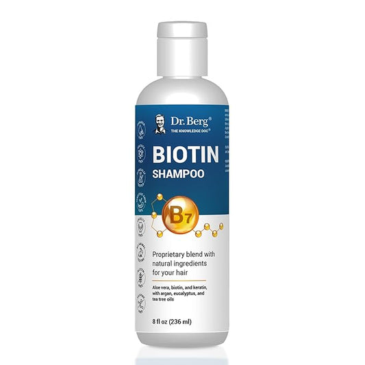 Dr. Berg Biotin Shampoo for Men & Women (Improved High-Performance Formula) - Independently Tested & Certified Paraben- Sulfate- & Silicone-Free - Infused w/Biotin, Argan Oil & Botanicals - 8 Fl oz-FemmiqueWomen