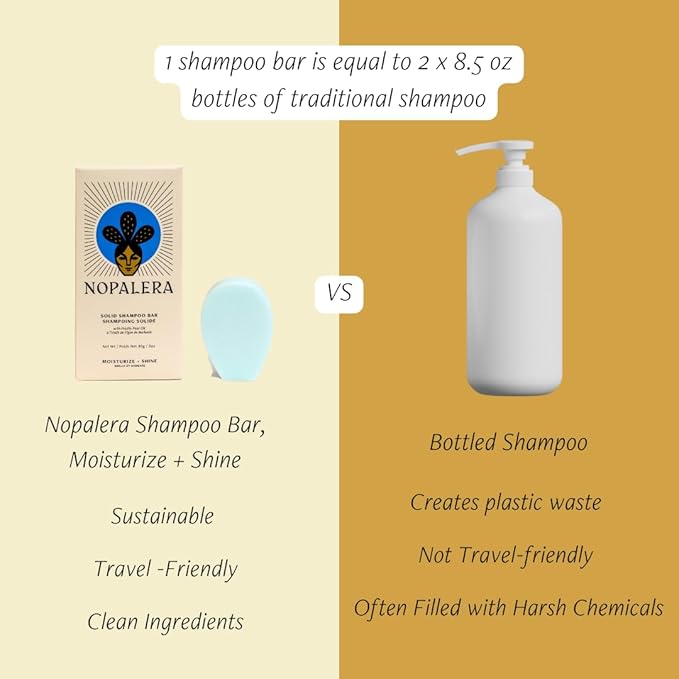 Nopalera Shampoo Bar - Moisturize and Shine, For Dry or Curly Hair, Color Safe, Paraben Free, Silicone & Sulfate Free, Made With Prickly Pear Oil (3.65 oz)-FemmiqueWomen