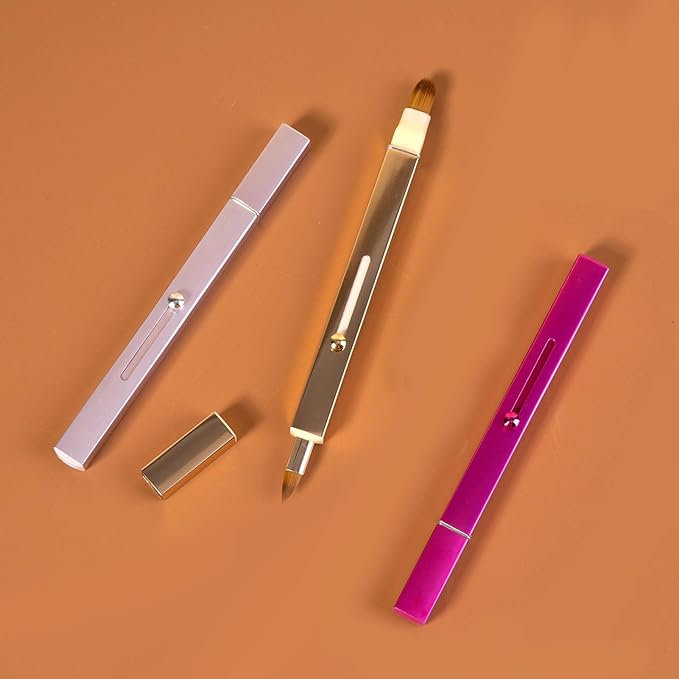 Lip Applicator Brush - 3 Pack Exquisite Professional Dustproof Retractable Lip Brush - Makeup Lipstick Lip Gloss Applicators (Pink Red Gold)-FemmiqueWomen