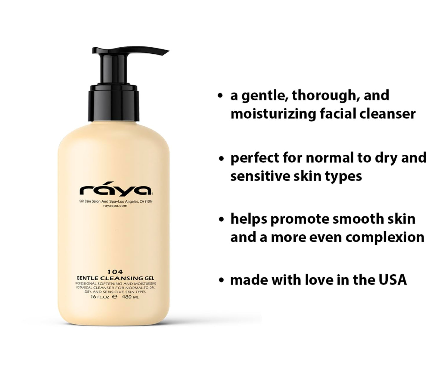 Raya Gentle Facial Cleansing Gel 16 oz (104) | Softening and Moisturizing Botanical Cleanser for Dry and Sensitive Skin| Helps Hydrate Smooth Complexion-FemmiqueWomen