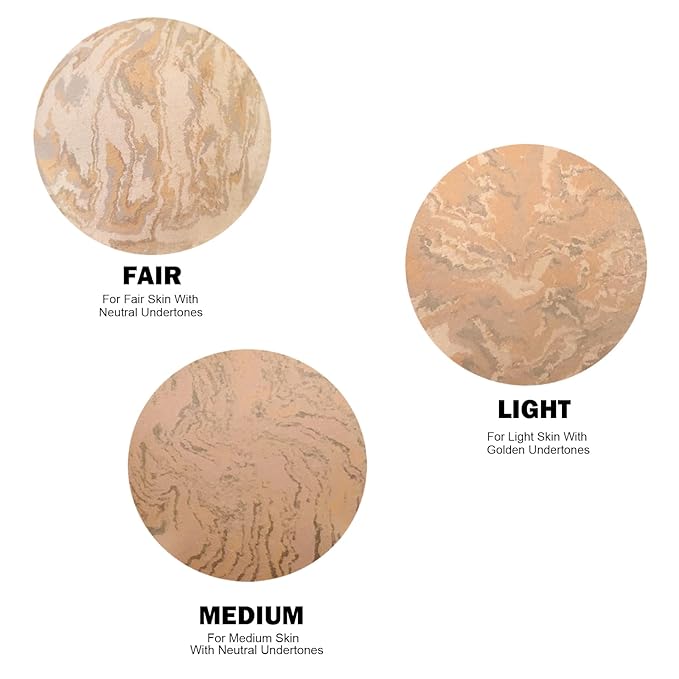 Marbleized Baked Foundation Makeup, Balance and Brighten Color Correcting Powder Foundation - Buildable Light to Medium Coverage - Demi-Matte Natural Finish (#001 FAIR, 0.32 Oz)-FemmiqueWomen