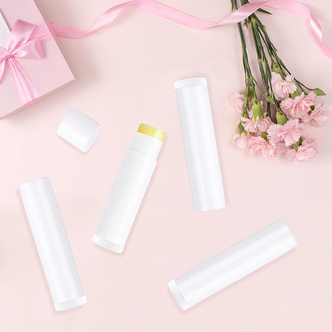 100 Pcs 5.5ml Bulk Empty Lip Balm Tubes Refillable Plastic Lip Gloss Container Travel Lipstick Tubes Chapstick Tubes Holder For DIY Homemade Lip Balm (white)-FemmiqueWomen
