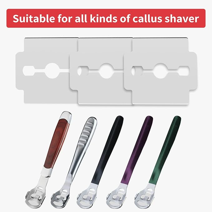 100 Pcs Callus Shaver Blades Set - Corn Plane Replacement Blades Hard Dry Skin Remover for Foot Care & Pedicure Tools