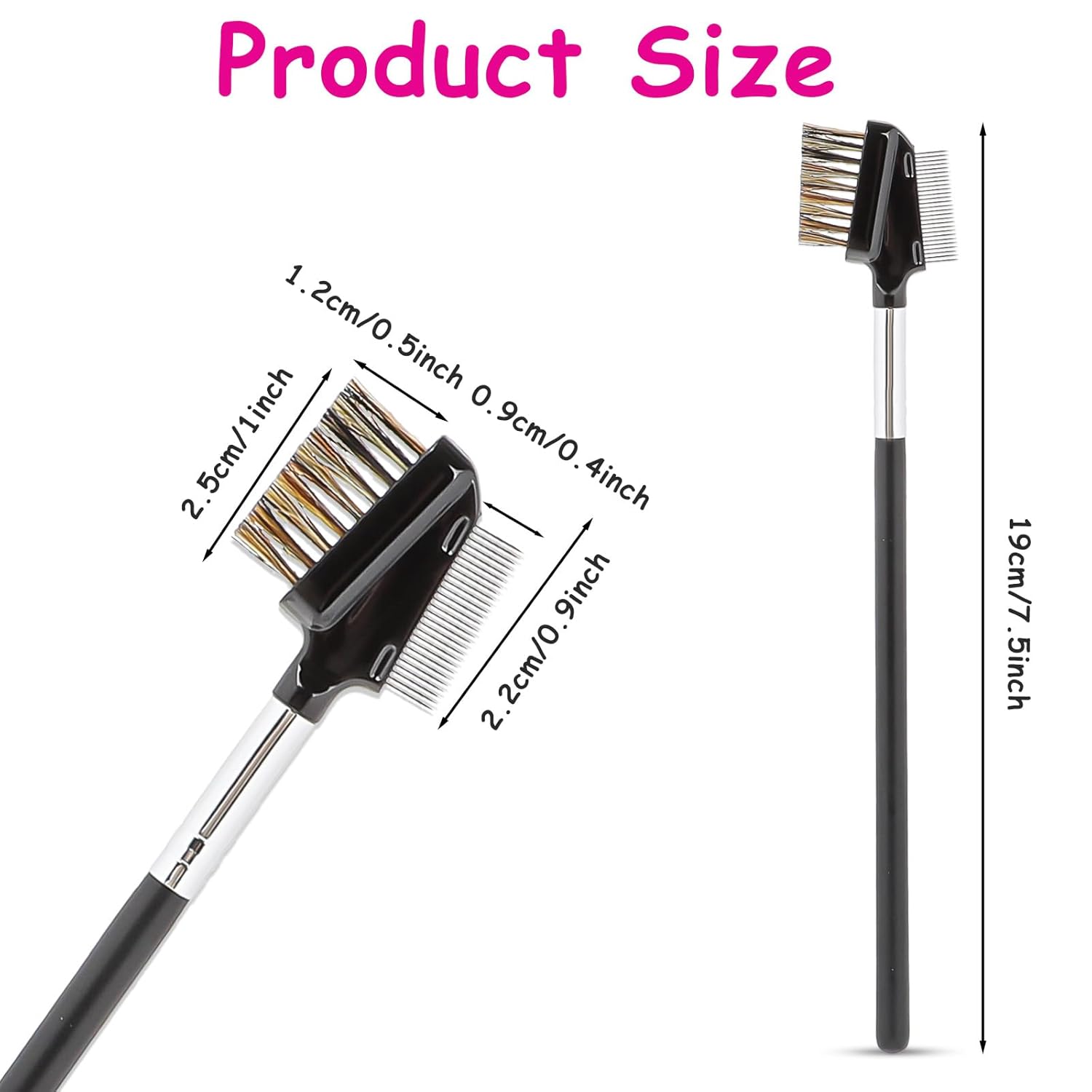 1 Pcs Eyebrow Brush, Metal Eyelash Comb, Resuable Dual Eyebrow Comb, Eye Brow Makeup Brush Eye Lash Comb for Eyelashes Extension (Bristles)-FemmiqueWomen