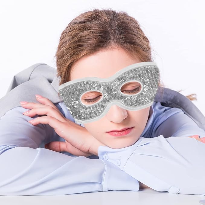 Jakuva 2PCS Cooling Eye Mask Sleeping Mask, Ice Eye Pads & Cold Eye Packs & Heat Cold Compress Pack Eye Spa Pad for Puffy Eyes,Puffiness,Headache,Stress Relief (Gray&Black)-FemmiqueWomen
