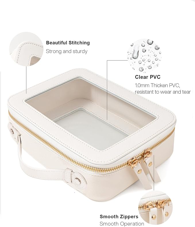 Clear Makeup Bag Small, TSA Approved Portable Toiletry Bag with Zipper Cosmetic Travel Bag Makeup Organizer Case Mini Makeup Pouch for Purse Car Organizer Bag for Women Men-FemmiqueWomen
