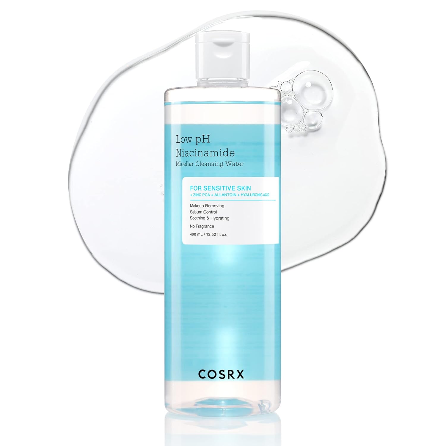 COSRX Low pH Niacinamide Micellar Cleansing Water Daily Mild Facial Cleansing Wash for Sensitive Skin, Sebum control, Korean Skin Care (13.52fl.oz/400ml)-FemmiqueWomen