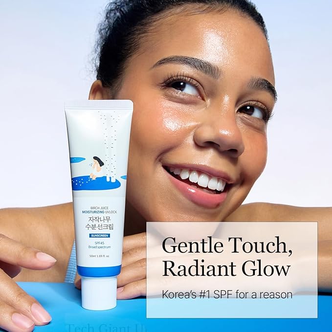 ROUND LAB Birch Juice Moisturizing UV LOCK SPF 45 | NBC No1 SPF, Glow Sunscreen for Daily Skincare, Non-toxic, UV Protection, Lightweight, Oil-Free, Organic, Korean Sunscreen (1.69 Fl Oz)-FemmiqueWomen