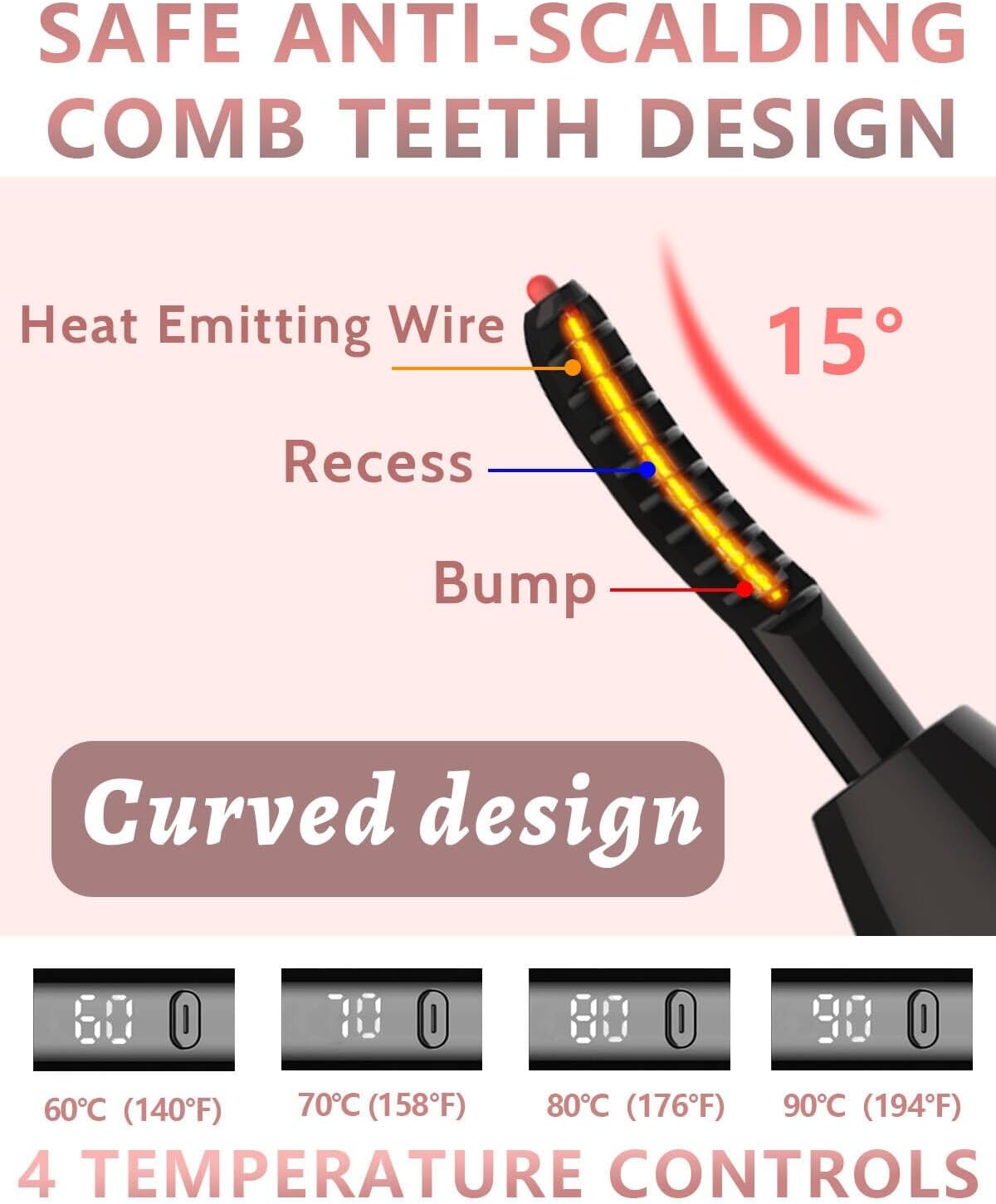 Heated Eyelash Curler - Heated Lash Curler - Electric Eyelash Curler Rechargeable for 24 Hours Long-Lasting Natural Eyelashes, LED Display - 4 Heating Modes, 8S Fast Heating, Gifts for Women Girls-FemmiqueWomen