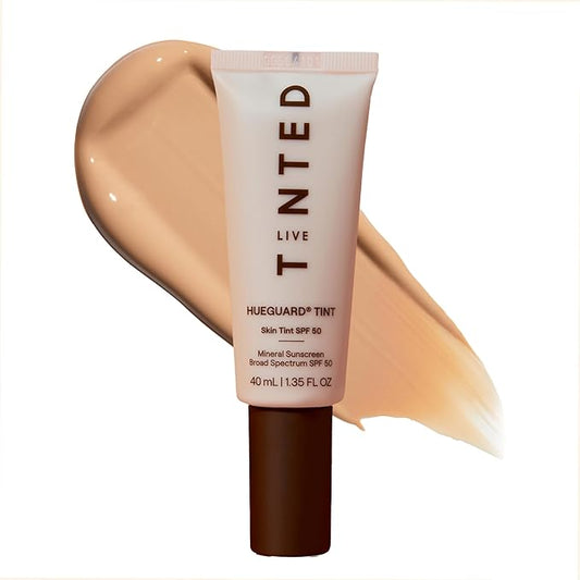 Live Tinted Hueguard Skin Tint SPF 50 - Tinted Mineral Sunscreen with Light-Medium Buildable Coverage With a Hydrating and Radiant Finish - Water and Sweat Resistant, 1.35 fl oz - Shade 09-FemmiqueWomen