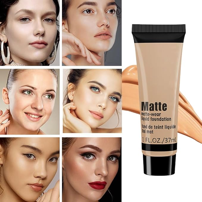 1 Pack Liquid Foundation Cream for Face Makeup,Durable Full Coverage Matte Concealer Make Up,Oil Control & Waterproof Base Primer -1 Fl.Oz-BEIGE 6#-FemmiqueWomen
