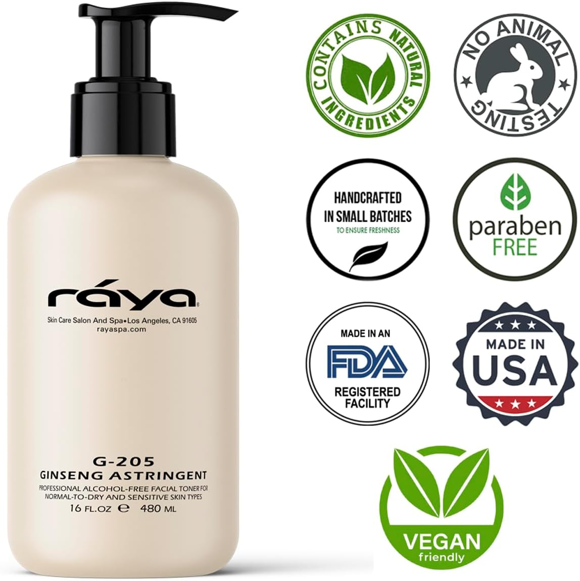 RAYA Ginseng Astringent with AHA 16 oz (G-205) | Gentle Glycolic Facial Toner for Dry and Sensitive Skin | Helps Tighten Pores, Smooth Complexion, and Reduce Fine Lines | Made With Alpha Hydroxy Acids-FemmiqueWomen