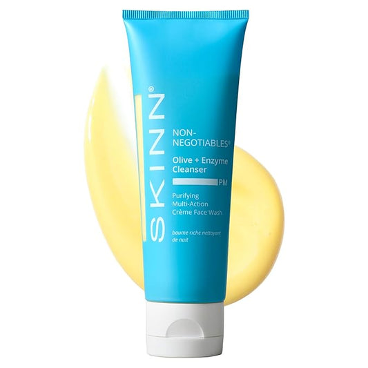SKINN Daily Evening Face Wash, Multi-Action Cream, Olive & Enzyme Cleanser, 4oz - Facial Cream for Removing Makeup, Impurities & Dead Skin Cells-FemmiqueWomen