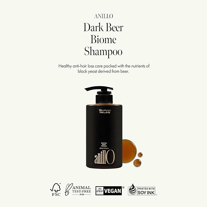 Dark Beer Biome Shampoo - Vegan Anti-Hair Loss Sclap Care with Caffeine & Green Mint Complex for Thicker Stronger Hair- Deep Cleansing, Oil Control & Cooling Effect, Sulfate-Free 500 ml / 16.9 fl oz-FemmiqueWomen