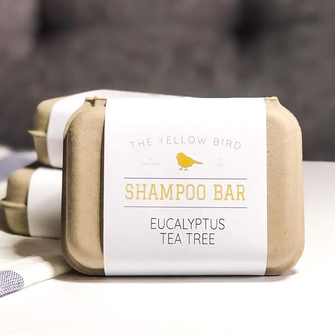 The Yellow Bird Eucalyptus Tea Tree Shampoo Bar. All Natural & Organic Ingredients. Sulfate Free, Detergent Free, Color Safe, and Silicone Free. Vegan, Plastic Free, Zero Waste Shampoo Soap-FemmiqueWomen