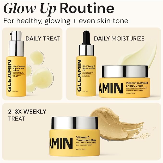 Gleamin Superactive Vitamin C Serum for Face with 15% Vitamin C, Niacinamide, Bakuchiol & Hyaluronic Acid – Skin Brightening Facial Serum for Women & Men – Dark Spot Remover & Radiant Glow – 1 fl oz-FemmiqueWomen