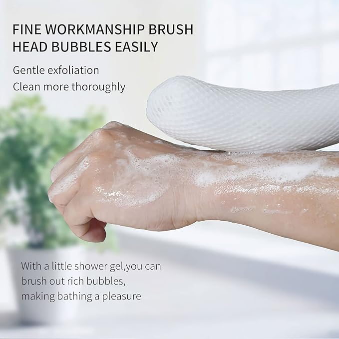 Long Handle Bath Brush,Anti-Slip Curve Handled Bath Body Brush, Back Scrubber for Shower,Easy Reach for Seniors, Suitable for Elderly/Pregnant Aid Bathing & Shower