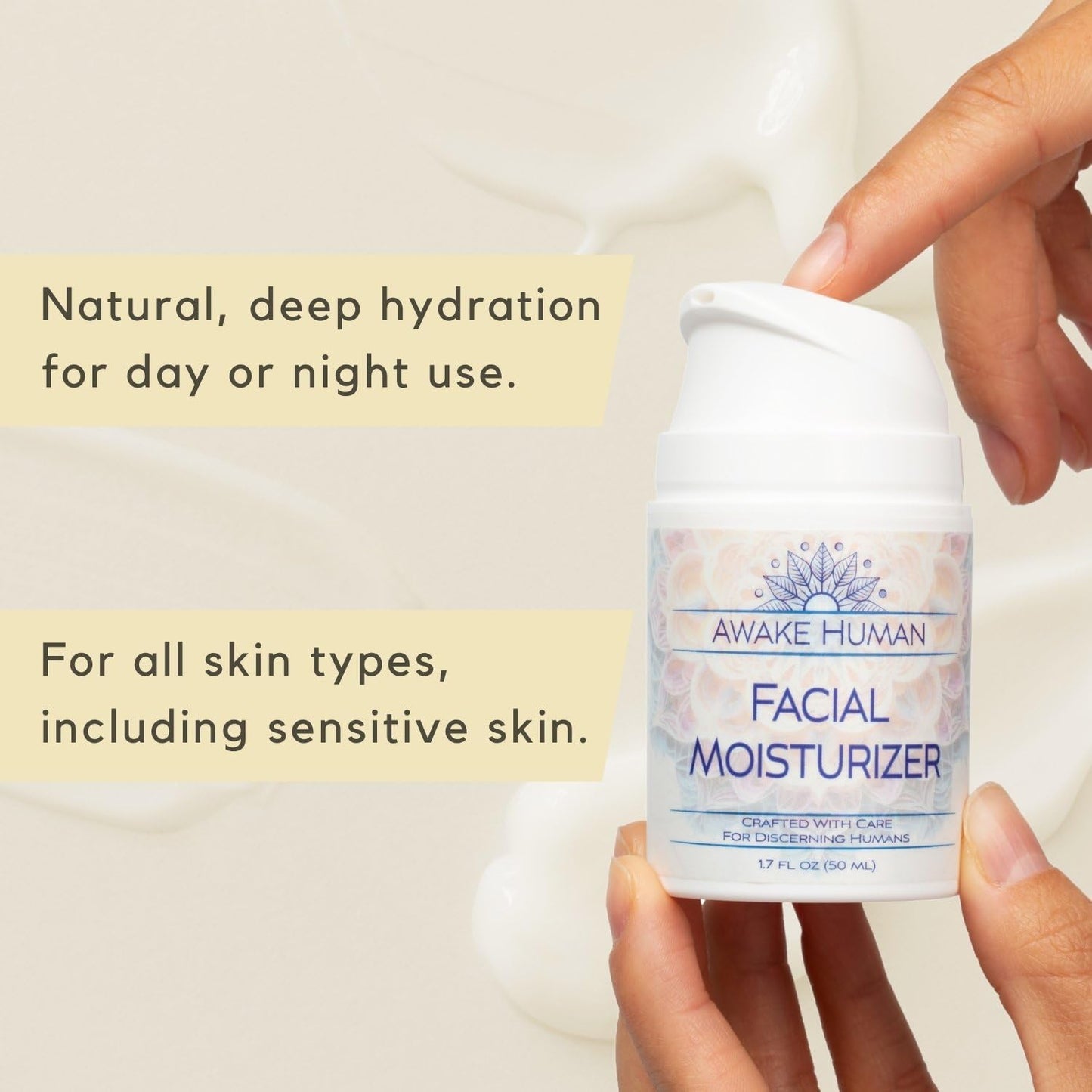 Natural Face Moisturizer for Dry Sensitive Skin - Organic Natural Face Cream - Facial Aloe & Green Tea Moisturizer Cruelty Free - Vegan Face Moisturizer for Women, Acne-Safe, Anti-Aging, No Fragrance-FemmiqueWomen