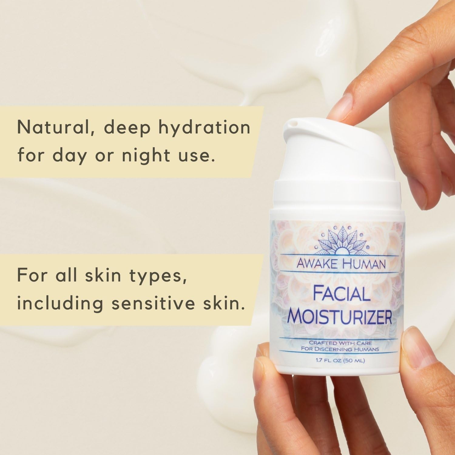 Natural Face Moisturizer for Dry Sensitive Skin - Organic Natural Face Cream - Facial Aloe & Green Tea Moisturizer Cruelty Free - Vegan Face Moisturizer for Women, Acne-Safe, Anti-Aging, No Fragrance-FemmiqueWomen