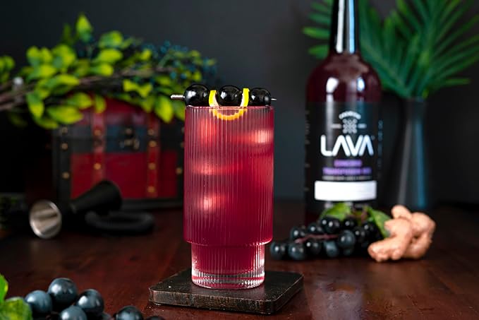 (3 Pack) LAVA Premium Concord Transfusion Mix made with concord grape juice, real ginger, ginger ale, no artificial sweeteners, 1-Liter (33.8oz) Glass Bottle, Ready to Use.-FemmiqueWomen