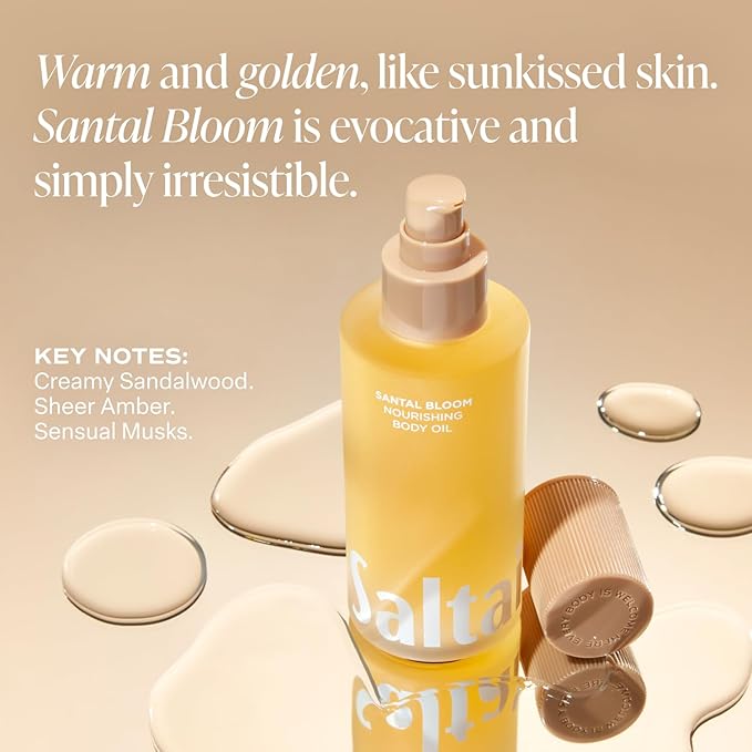 Saltair Body Oil. Luxurious Santal Bloom After Shower and Bath Oil Moisturizer for Women and Men. Botanical, Non-Greasy, and Well-Absorbing Lotion for Hydrating Dry Skin. 4oz Pump Bottle-FemmiqueWomen