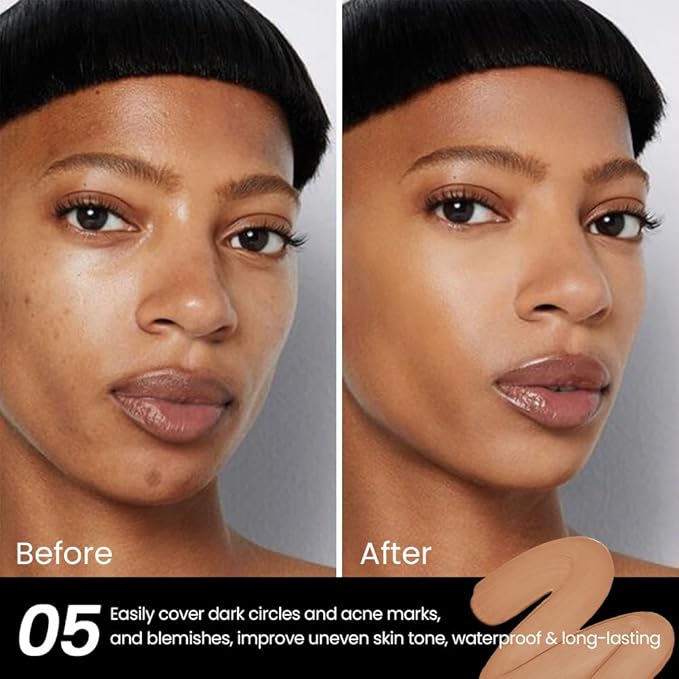 1 Pack Liquid Foundation Cream for Face Makeup,Durable Full Coverage Matte Concealer Make Up,Oil Control & Waterproof Base Primer -0.35 Fl.Oz (05#)-FemmiqueWomen