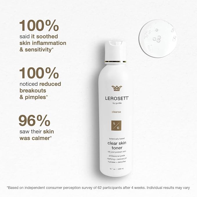 LEROSETT Toner for Clear Skin, Aloe Vera Based Toner with Glycolic Acid & 10 Calming Botanicals Helps Reduce Irritation, Future Blemishes, Blackheads, and Tightens Pores, Natural, Vegan - 6.7 oz-FemmiqueWomen