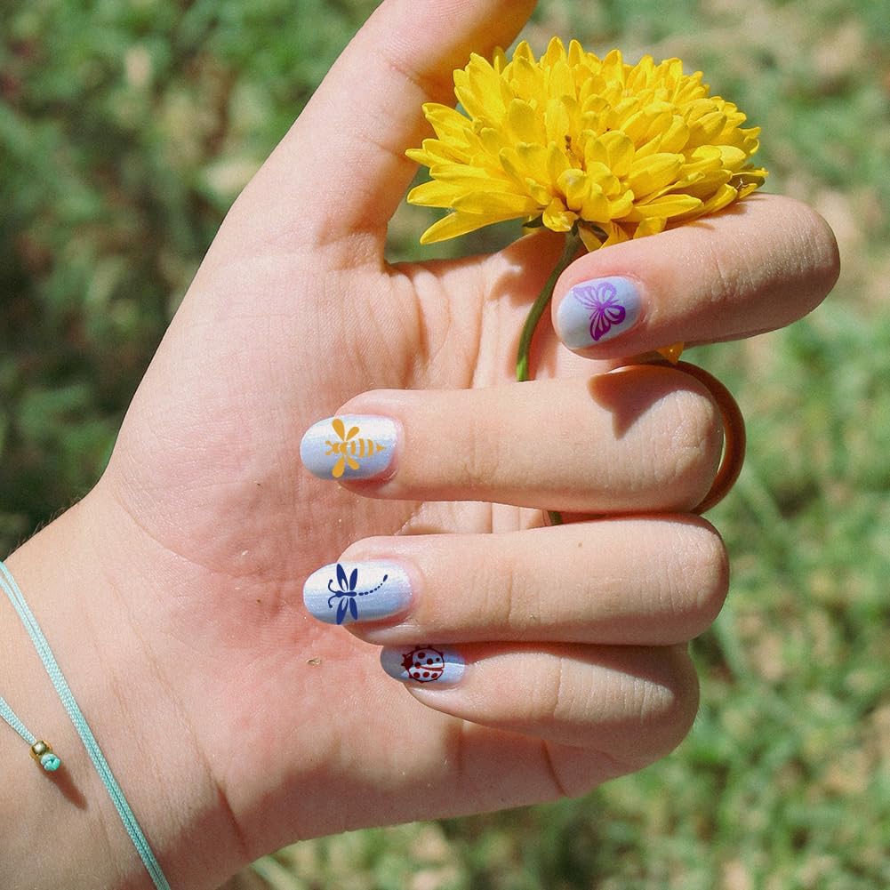 3Pcs Butterfly Dragonfly Nail Stamping Plate Bees Moth Nail Stamping Templates French Tip Art Stamp Plates Stainless Steel DIY Reusable Tools for Manicure Printing-FemmiqueWomen