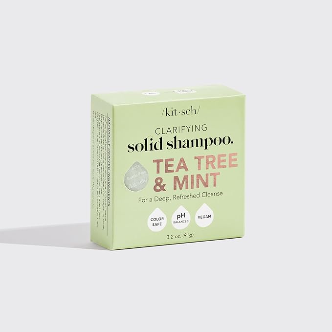 Kitsch Tea Tree & Mint Shampoo Bar - Anti Dandruff Shampoo for Itchy Scalp and All Hair Types - Natural Hair Shampoo Bar with Mint - Vegan Hair Care, Paraben & Sulfate Free, Made in USA - 3.2oz-FemmiqueWomen