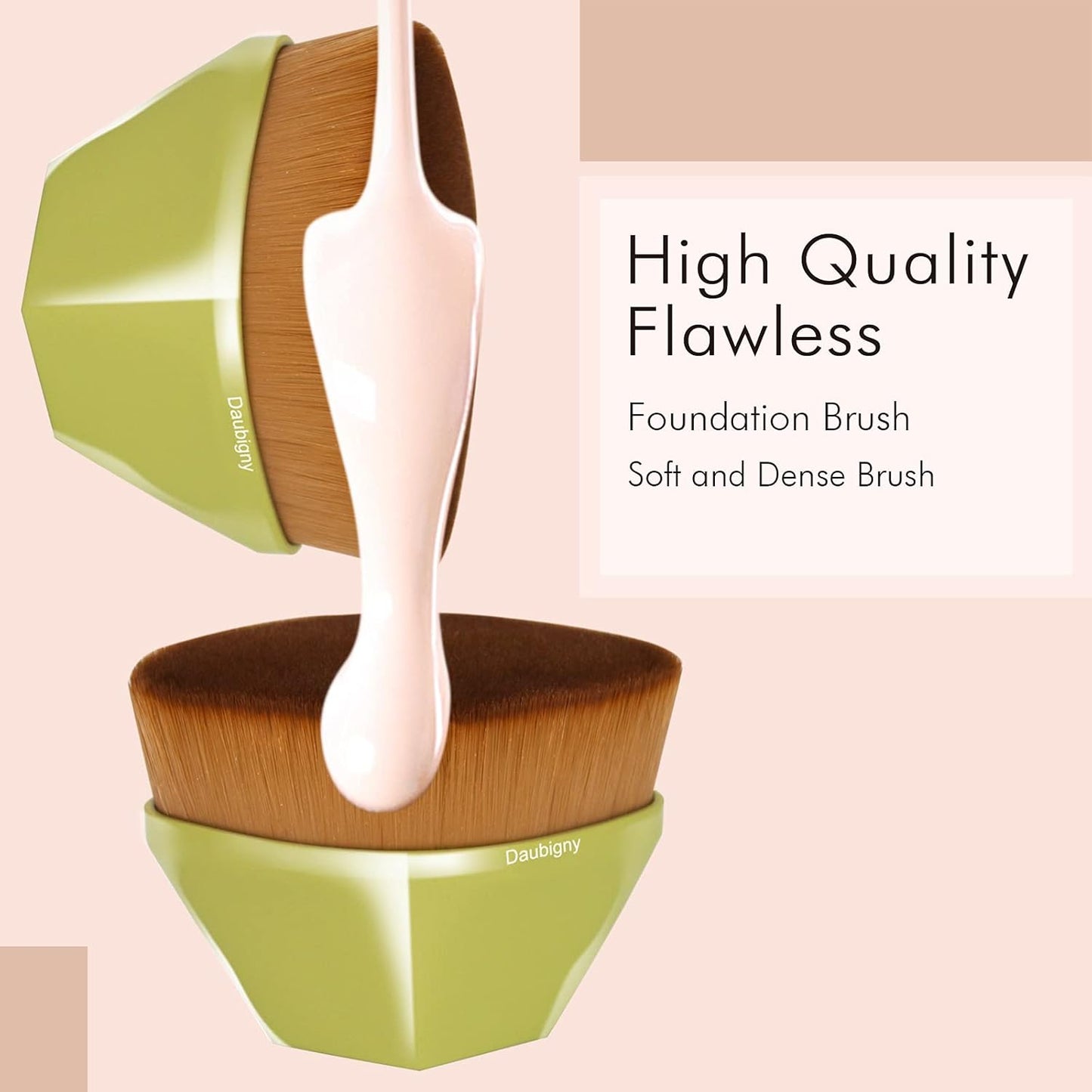 Foundation Makeup Brush Flat Top Kabuki Hexagon Face Blush Liquid Powder Foundation Brush for Blending Liquid, Cream or Flawless Powder Cosmetics with Bonus Protective Case (Yellow)-FemmiqueWomen