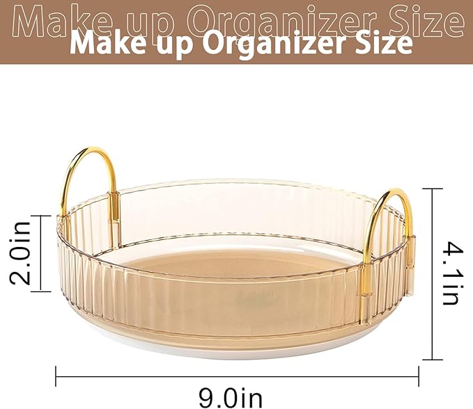 Rotating Makeup Organizer for Vanity, High-Capacity Skincare Clear Make Up Storage Perfume Organizers Cosmetic Dresser Organizer Countertop 360 Spinning (Gold, 1 Tier)-FemmiqueWomen